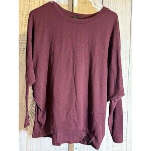BCX Women’s Top High Low Burgundy Size Large Long Sleeve